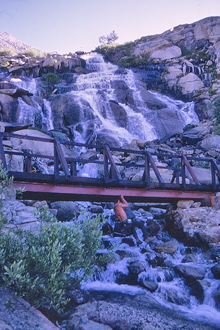 New I-Beam bridge across Dusy Creek below Dusy Basin - Kings Canyon National Park 31 Aug 1969