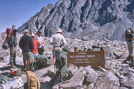 Sign on Bishop Pass - John Muir Wilderness 29 Aug 1964