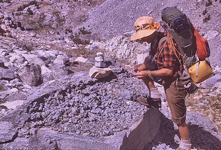 Gil Beilke examing decomposing granite - Kings Canyon National Park 30 Aug 1970