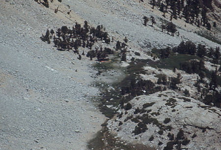 Looking down on camp from top of Trojan Peak - Jul 1971