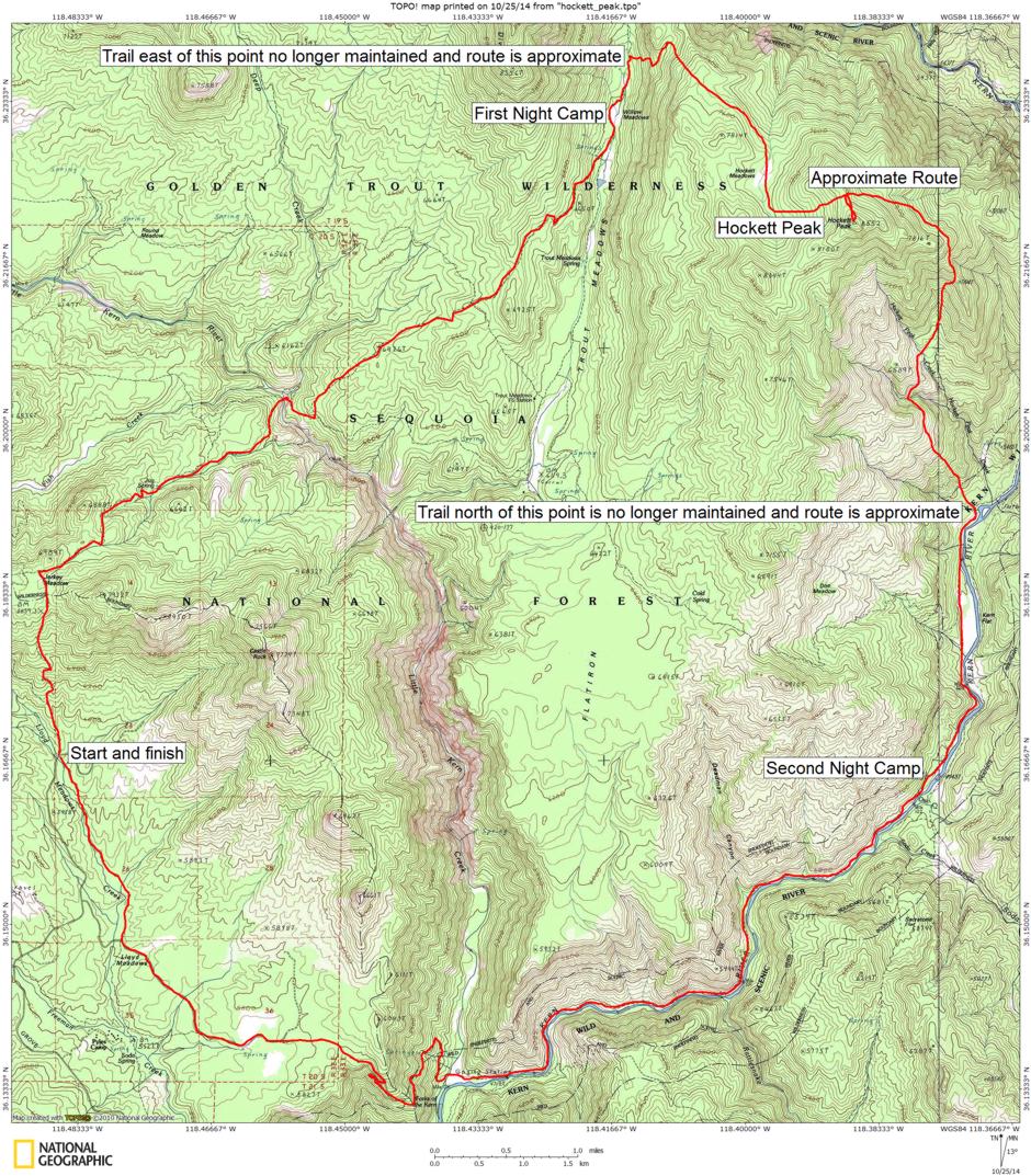 Hockett Peak Loop Trip Route Map