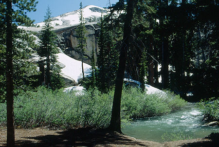 Summit Creek and cliffs at camp - Emigrant Wilderness 1993