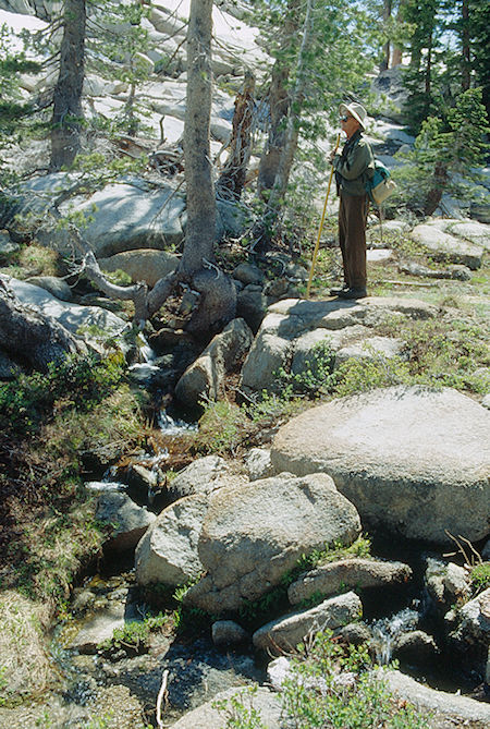 Gil Beilke at rivelet on 'accross creek' hike - Emigrant Wilderness 1993