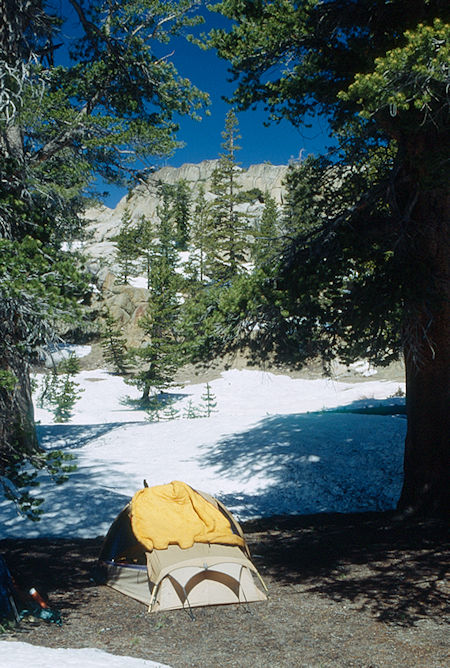 Camp two on Summit Creek, lots of snow - Emigrant Wilderness 1993