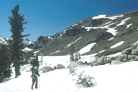 Gil Beilke and slopes of Relief Peak near Lunch Meadow - Emigrant Wilderness 1993