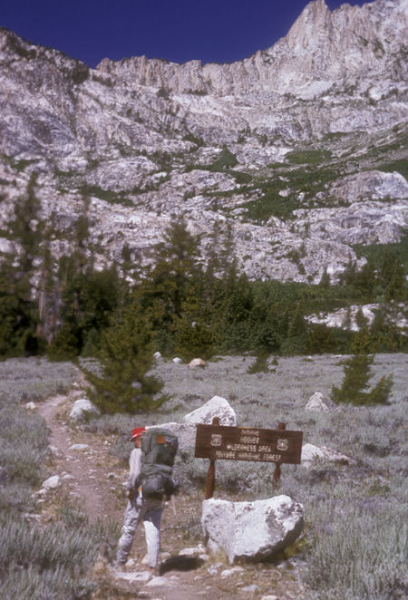 Entering Hoover Wilderness on Barney Lake Trail from Twin Lakes - 22 Aug 1965