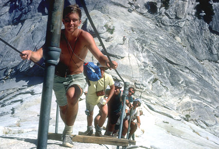 Climbing the cables on Half Dome - Yosemite National Park - 21 Aug 1966