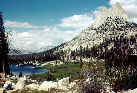 Upper Cathedral Lake, Cathedral Peak from near Cathedral Pass - John Muir Trail - Yosemite National Park - 18 Aug 1958