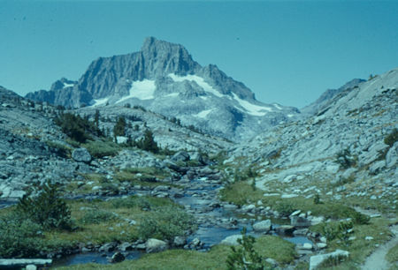 Banner Peak and Banner/Davis Pass from the trail - Ansel Adams Wilderness - 09 Aug 1959