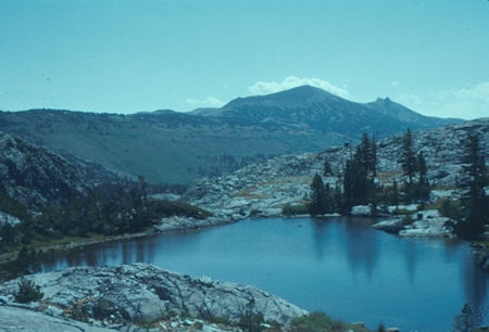 Looking back over a lake southeast toward Middle Fork San Joaquin - Ansel Adams Wilderness - 09 Aug 1959