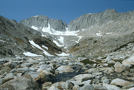 Mt. Abbot and Mt. Mills behind Mills Lake - 1987