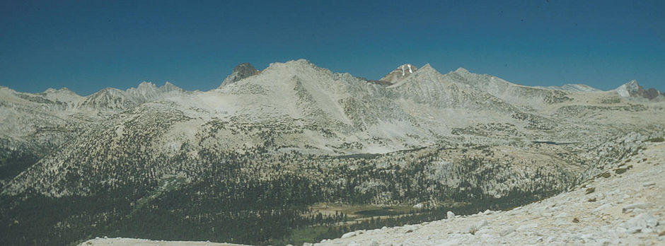 Red & White Mountain, Red Slate Mountain, Mt. Baldwin, Pioneer Basin from Mono Pass Trail - 1987