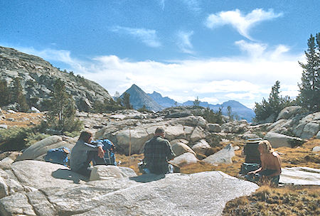 Lunch on East Pinnacle Creek, Pilot Knob, Mt. Humphrey (rear) - John Muir Wilderness 09 Sep 1976