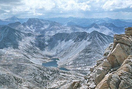 Mt. Humphrey (left skyline), Royce Peak, Brown Bear and Teddy Bear Lakes from Mt. Hilgard - John Muir Wilderness 04 Sep 1976