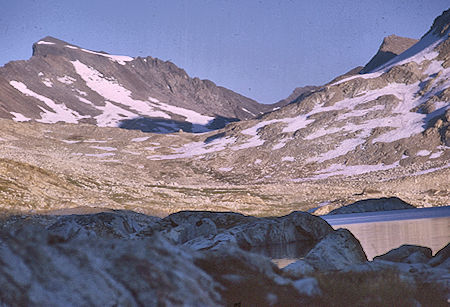 Black Giant, Muir Pass (note Muir Hut on pass) from Wanda Lake camp - Kings Canyon National Park 19 Aug 1969