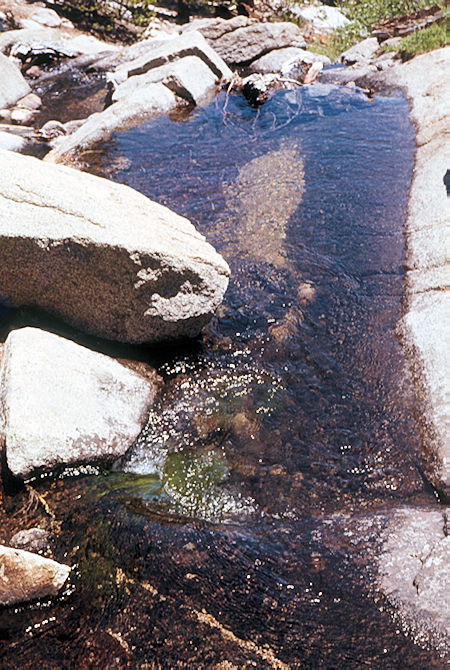 Sierra Nevada - John Muir Wilderness - Water above falls at Sawmill Lake 1972