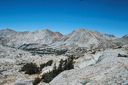 Sierra Nevada - Kings Canyon National Park -Crater Mountain  across Woods Lake from near Stocking Lake 1975
