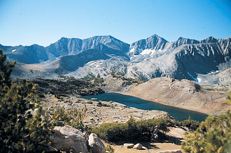 Sierra Nevada - Kings Canyon National Park - Sawmill Pass and Mt. Baxter from saddle east of Cedric Wright 1975