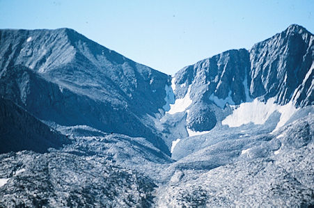 Sierra Nevada - Kings Canyon National Park - Mt. Baxter and saddle from saddle east of Cedric Wright 1975