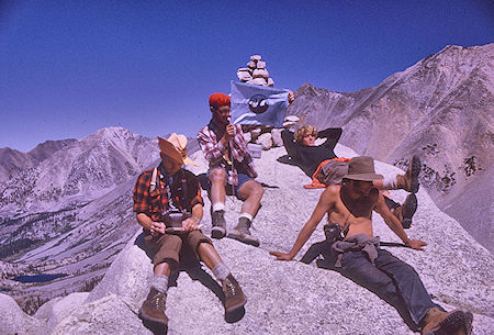 Gil Beilke, Dale Caldwell, Roger Getz, Richard Alvernez on top of Fin Dome - Kings Canyon National Park 31 Aug 1970