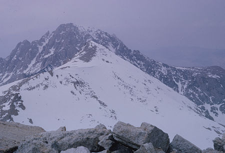 Trojan Peak (in front), Mt. Williamson (in back) from top of Mt. Barnard - May 1965