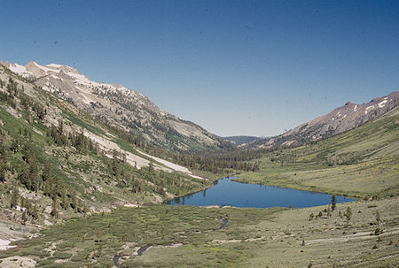 Looking back on Kennedy Lake and meadow - Emigrant Wilderness 1995