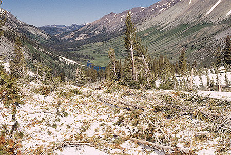 Avalanche debris, Kennedy Lake - Emigrant Wilderness 1995