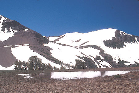 Big Sam from Kennedy Saddle, old mine road half way up on left - Emigrant Wilderness 1995