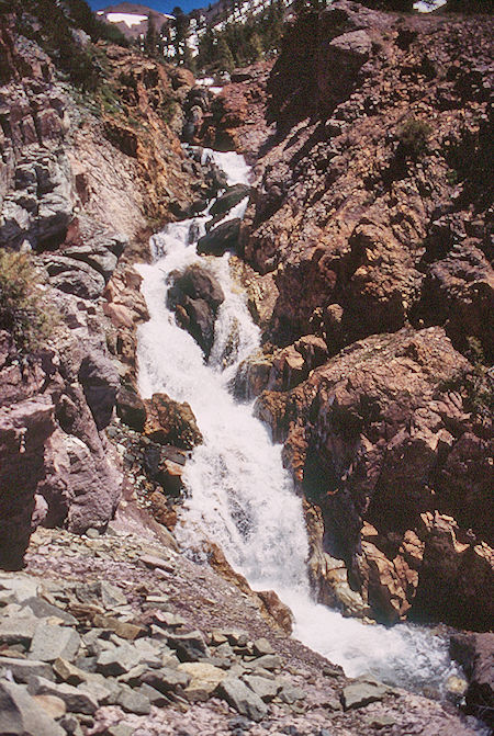 Kennedy Creek cascade on way back down to camp - Emigrant Wilderness 1995