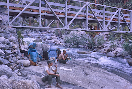 Lunch under Piute Creek bridge - John Muir Wilderness 16 Aug 1962