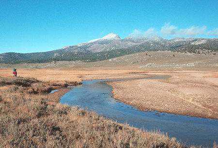 Olancha Peak over South Fork Kern River at lower Monache Meadow