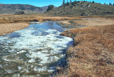 Ice jam in South Fork Kern River below Monache Meadow