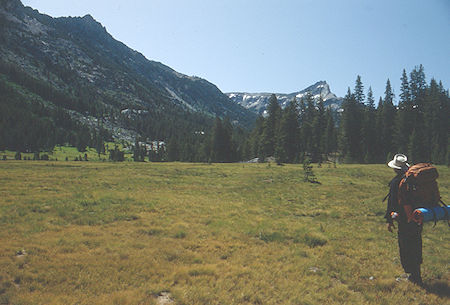 Upper Piute Meadow above cabin, Gil Beilke - Hoover Wilderness 1992