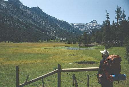 Upper Piute Meadow in front of cabin/Ranger Station - Hoover Wilderness 1992