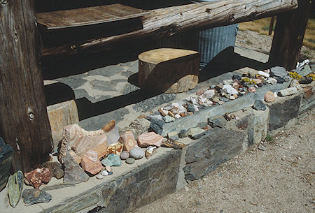 Rock collection at cabin/Ranger Station at Upper Piute Meadow - Hoover Wilderness 1992