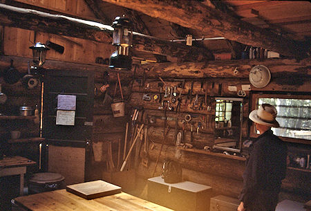 Tools inside cabin/Ranger Station at Upper Piute Meadow, Gil Beilke - Hoover Wilderness 1992