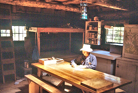 Bunk area inside cabin/Ranger Station at Upper Piute Meadow, Gil Beilke - Hoover Wilderness 1992