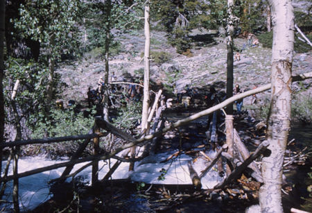 Damaged bridge over San Joaquin River - Ansel Adams Wilderness - Jul 1969