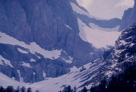 Saddle between Mt. Ritter and Banner Peak from Lake Ediza - Ansel Adams Wilderness - Jull 1969