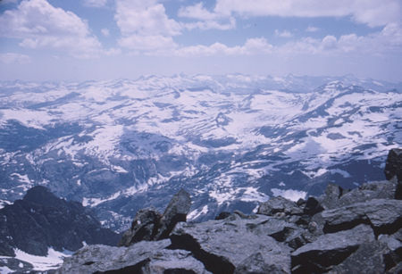 VIew northwest toward Yosemite from Mt. Ritter - Ansel Adams Wilderness - Jul 1969