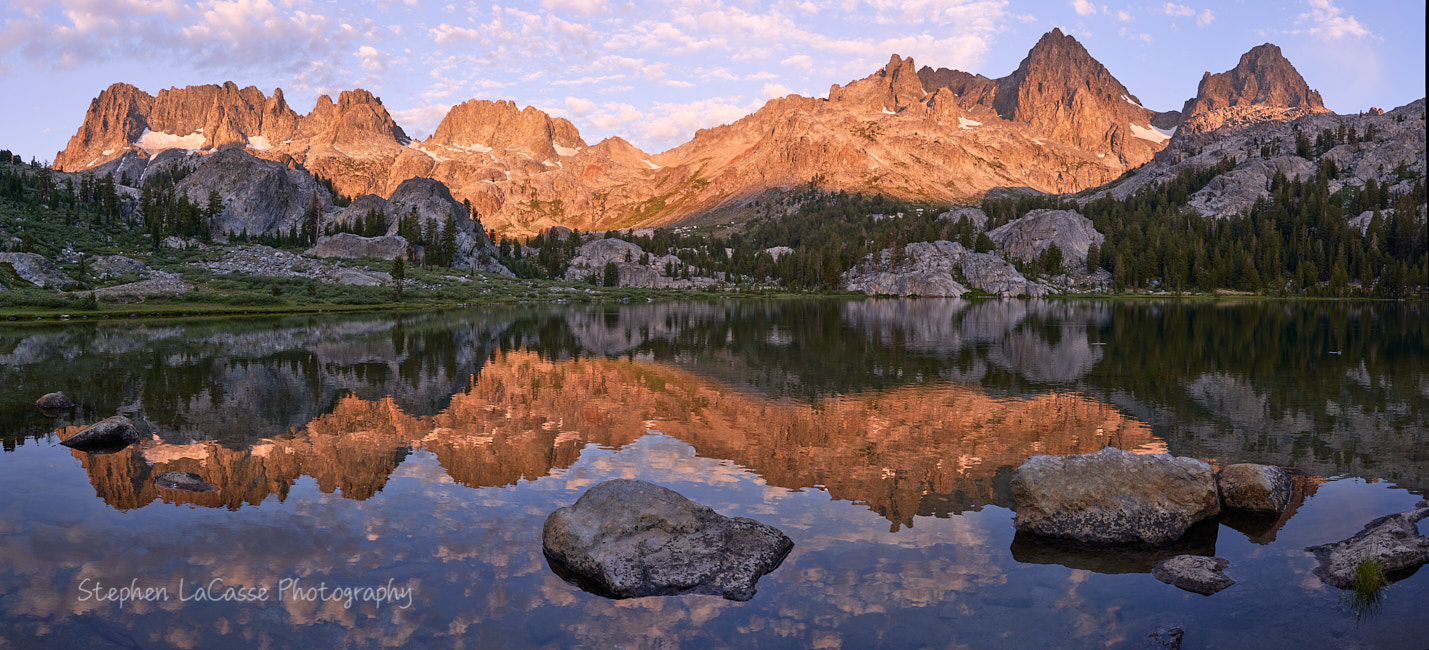 Lake Ediza Sunrise, Ritter Range, Mt. Ritter, Banner Peak - Ansel Adams Wilderness - © 2021 by Stephen LaCasse - Fine-Art Print available