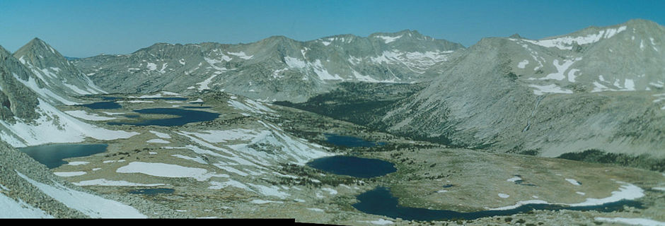 Pilot Knob (left), Puppet Lake (left of center), L Lake (front), Royce Falls (on slope right of center), French Canyon - see map - 1982