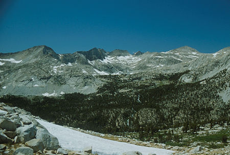 Looking across French Canyon at Feather Peak and Merriam Lake (barely visible) - 1982