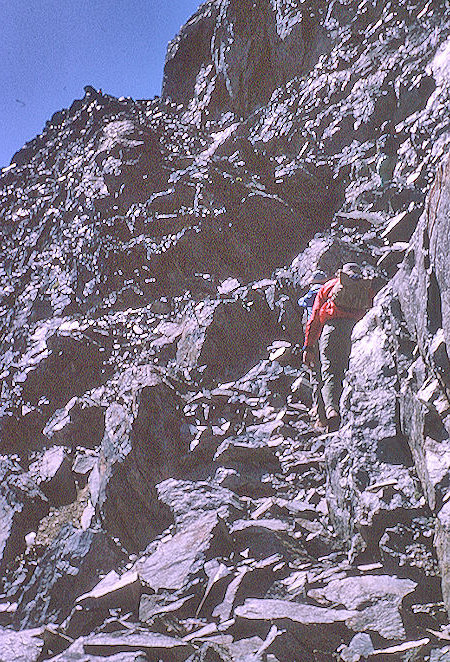 Near top of 'ledge route' on Mt. Goddard - Kings Canyon National Park 26 Aug 1964