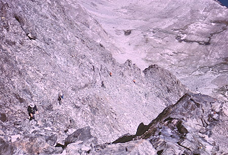 Lookng back on 'the ledge' route from the crest - Kings Canyon National Park 26 Aug 1964 - Chris Mayer Photo