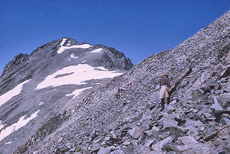 The final scramble to the summit of Mt. Goddard - Kings Canyon National Park 20 Aug 1969