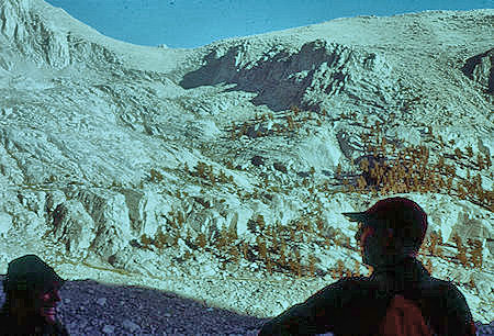 Looking across at the route up Candlelight Mountain from the route up Lone Pine Peak - Jun 1961