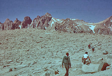 Heading down the plateau on Lone Pine Peak - Mt. Corcoran and Mt. LeConte - Jun 1961
