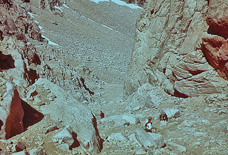 Descending the chute from Lone Pine Peak ridge - Jun 1961