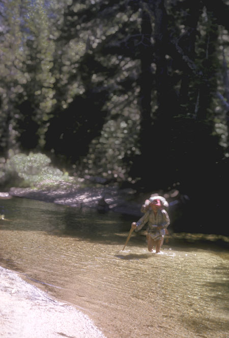 Bill Paine crossing Stubblefield Creek - Yosemite National Park - 24 Aug 1965